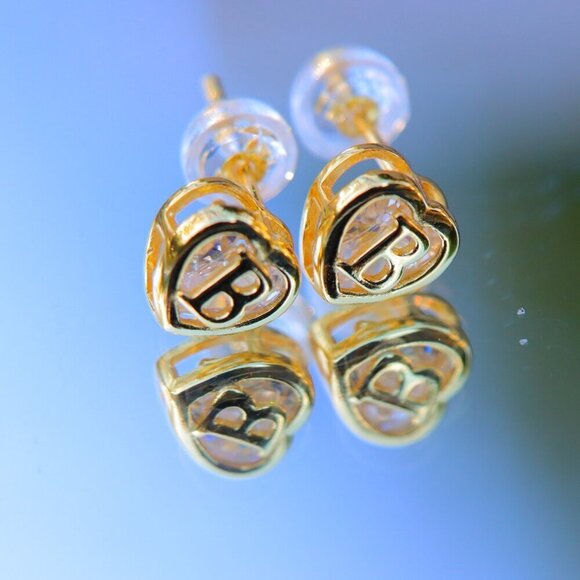 ▶ Gift 💝Heart Initial Stud Earrings for Women Teen Girls Mom Daughter, ELDM153G - Picture 7 of 14